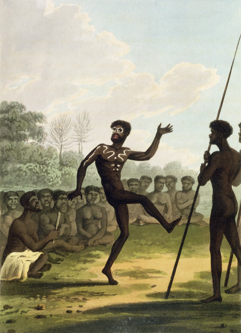 The Dance, domorodci z Nového Jižního Walesu vyrytý Matthew Dubourg (fl.1813-1820) pub. 1813 od John Heaviside Clark