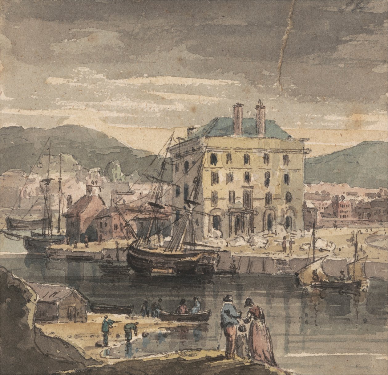 Weymouth: s figurkami, dopravou a pohledem na (?) Celnici od John Henderson