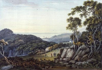 Pohled z Dargle do Bray, Glen of the Downs, Co. Wicklow, kolem roku 1822 (akvarel) od John Henry Campbell