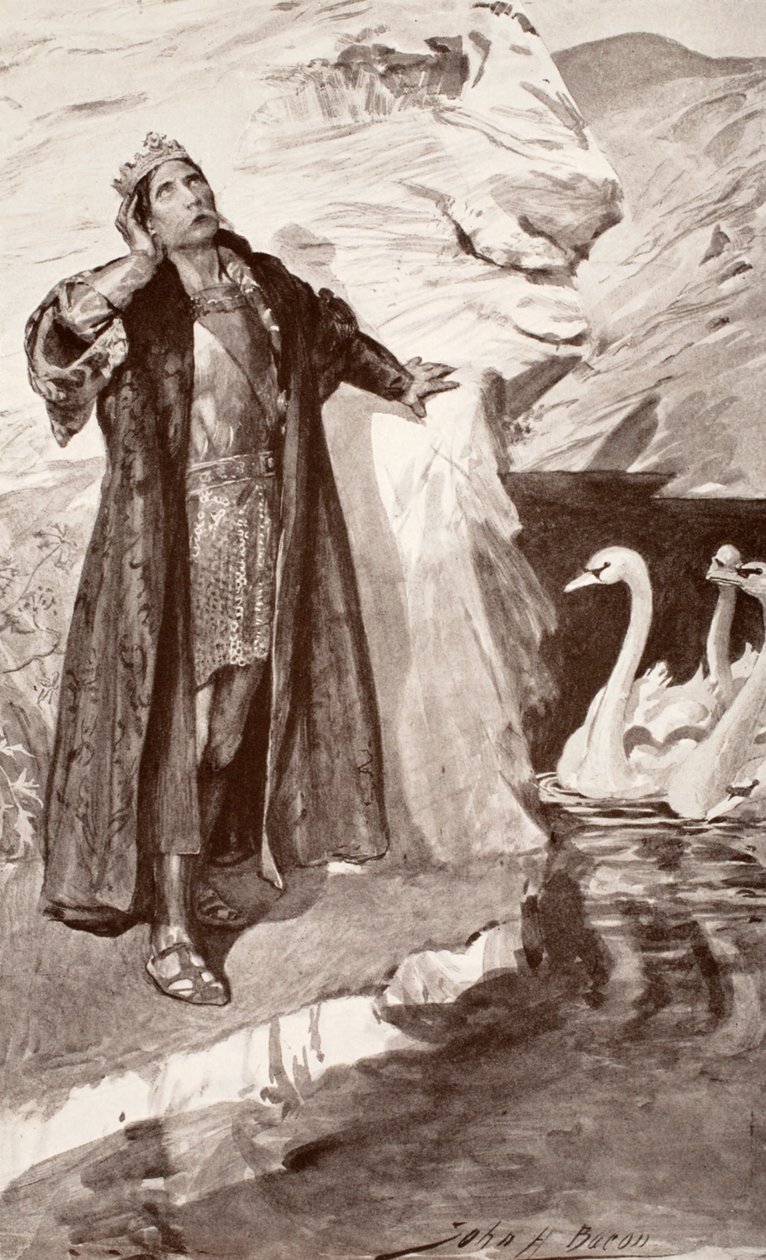 Ler a labutě, ilustrace z „Keltského mýtu a legendy“ od Charlese Squire, 1905 od John Henry Frederick Bacon