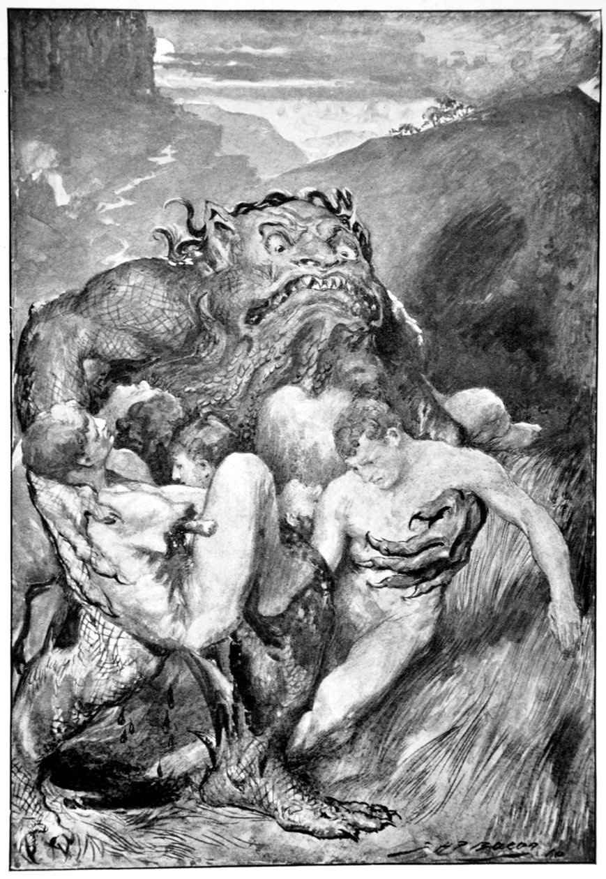 „Démon zla se je chtivě chopil svým divokým dravým běsněním“, 1910. od John Henry Frederick Bacon