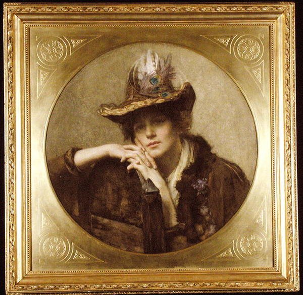 Žena s kloboukem z pavího pera od John Henry Henshall