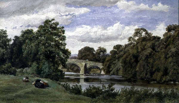 Ilkley Bridge (akvarel na papíře) od John Henry Leonard