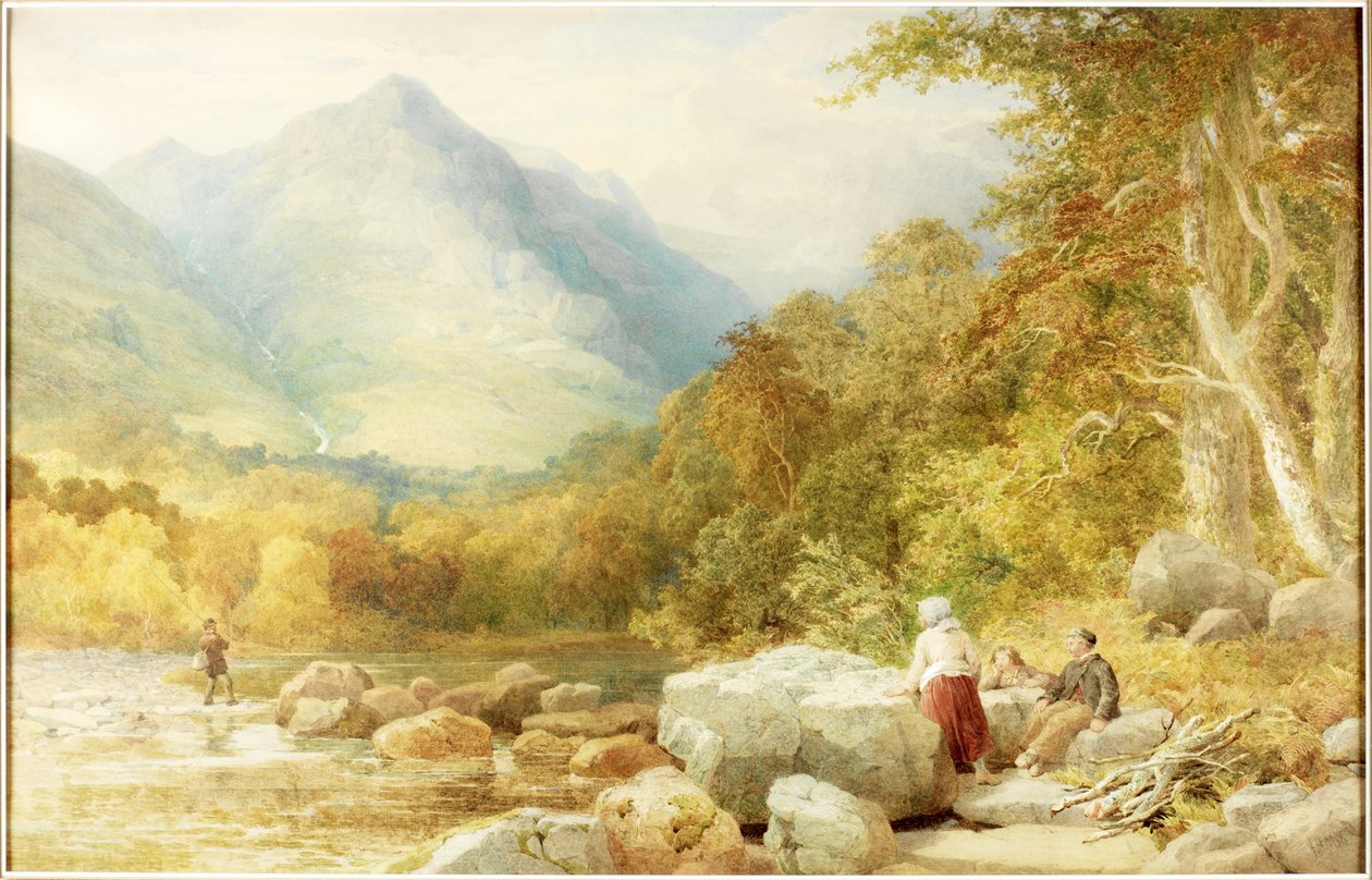 Gate Crag, Borrowdale (akvarel na papíře) od John Henry Mole