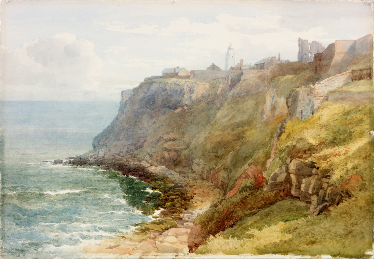Tynemouth Priory (tužka a akvarel na papíře (nalepeno na kartě)) od John Henry Mole