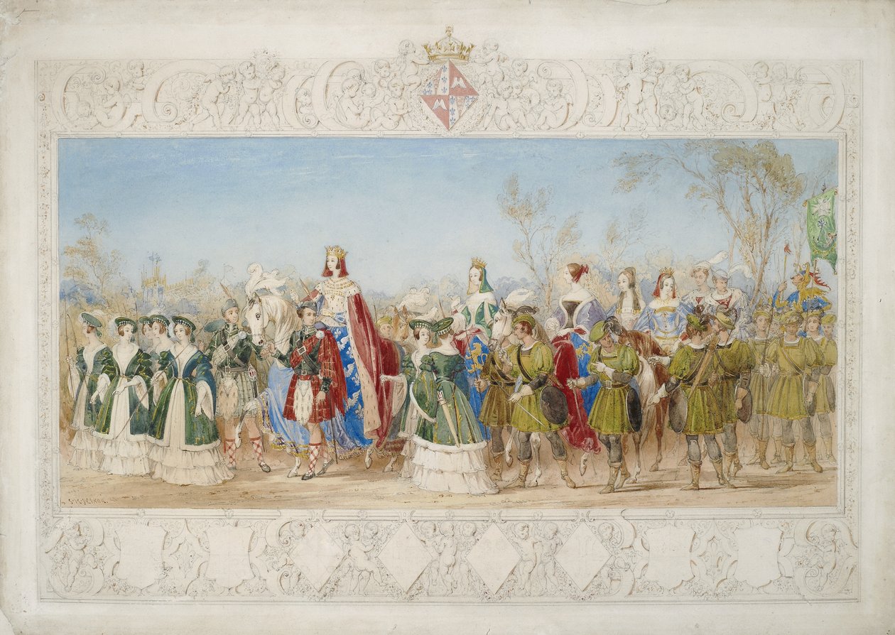 Jane Georgiana, lady Seymourová, královna krásy tužka a čb na papíře od John Henry Nixon