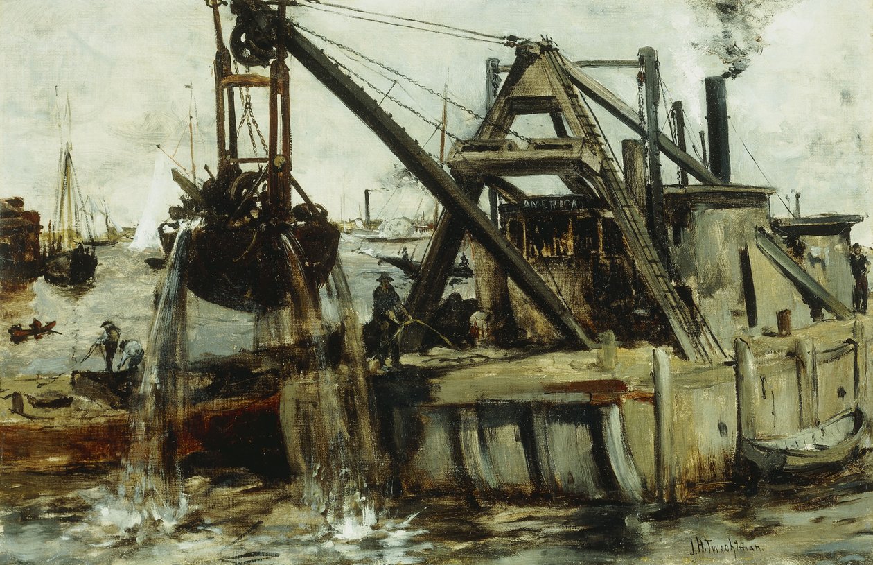 Bagrování v East River, od John Henry Twachtman