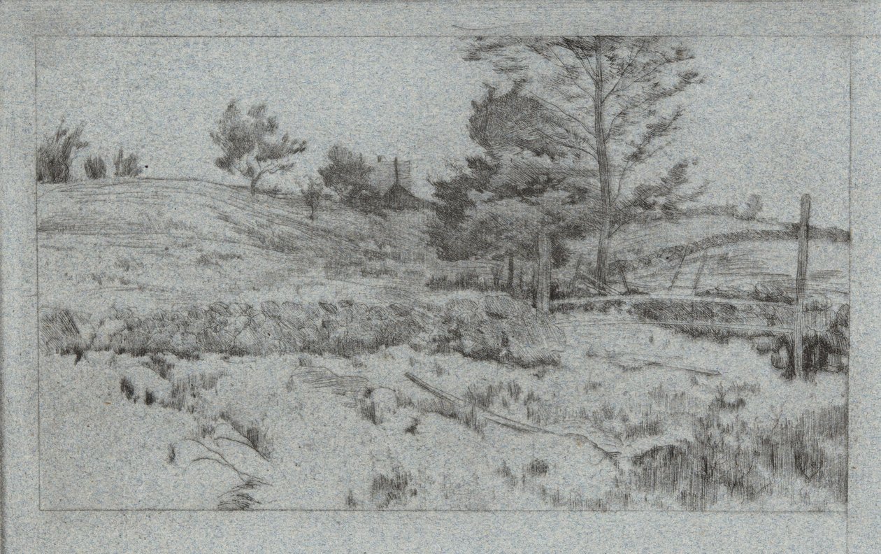 Krajina s kamennou zdí (náčrt polí) od John Henry Twachtman
