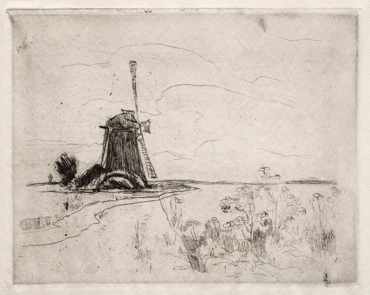 Mlýn a plevel, Holandsko od John Henry Twachtman