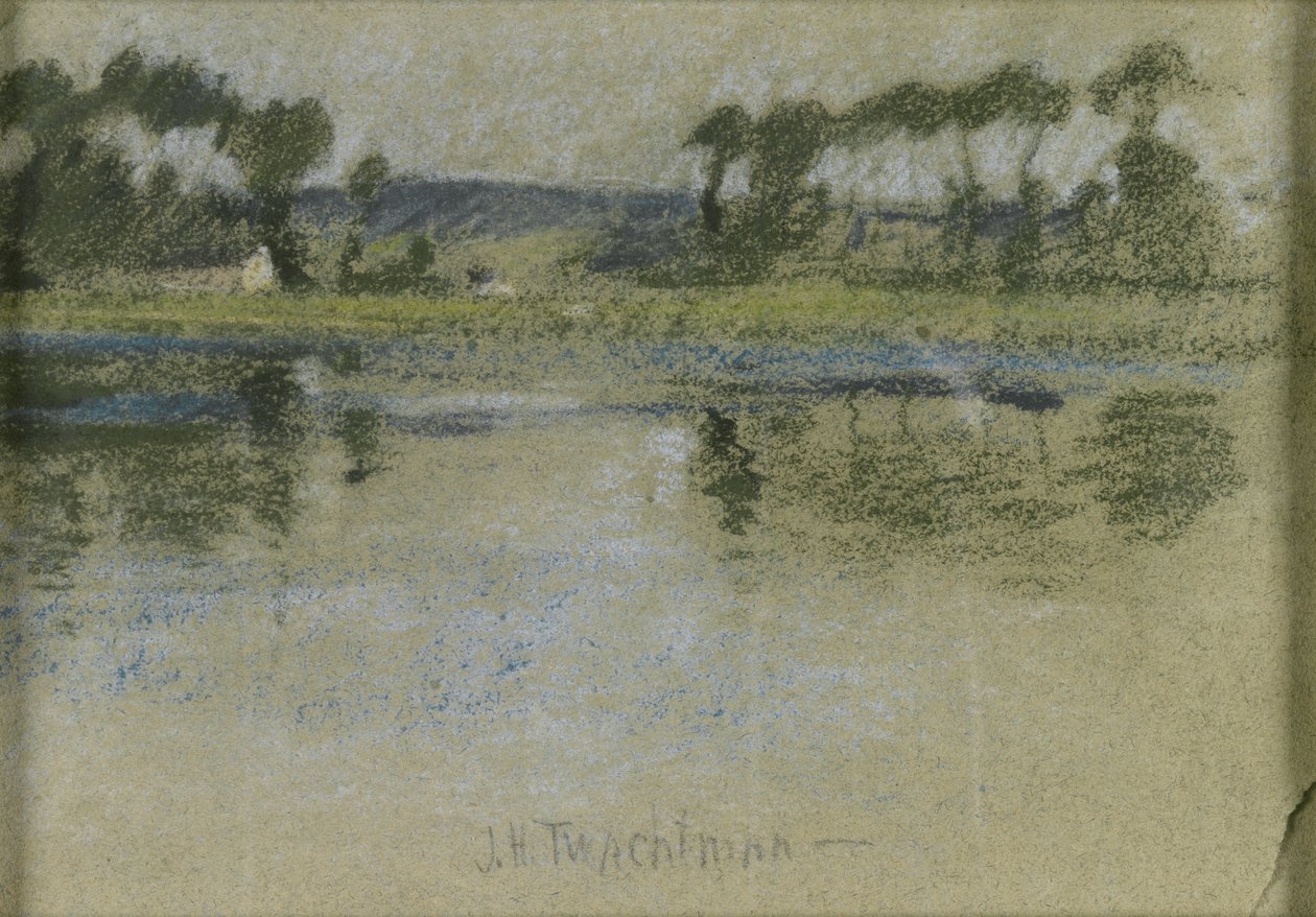 Stromy přes řeku od John Henry Twachtman