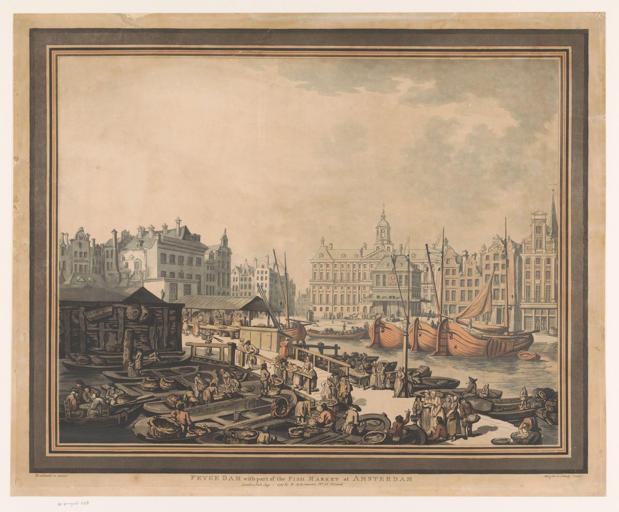 Pohled na rybí trh na náměstí Dam v Amsterdamu Feyge Dam s částí rybího trhu v Amsterdamu (název na objektu) od John Henry Wright
