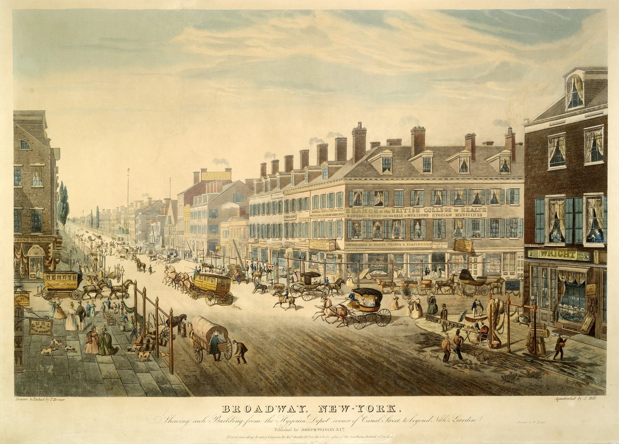 Broadway, New York, hospoda. 1850 od John Hill