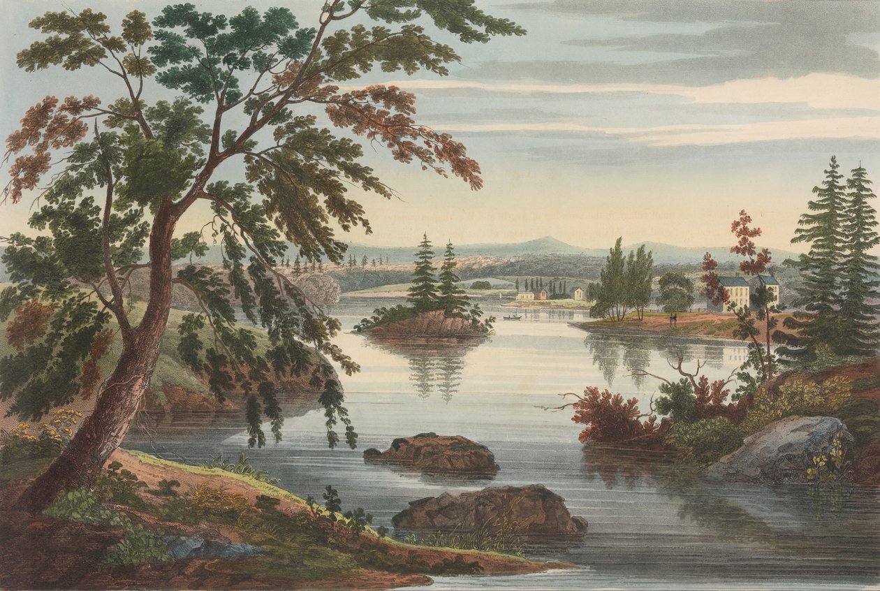 View Near Fort Miller č. 10 později změněno na č. 9 The Hudson River Portfolio, 1822. od John Hill