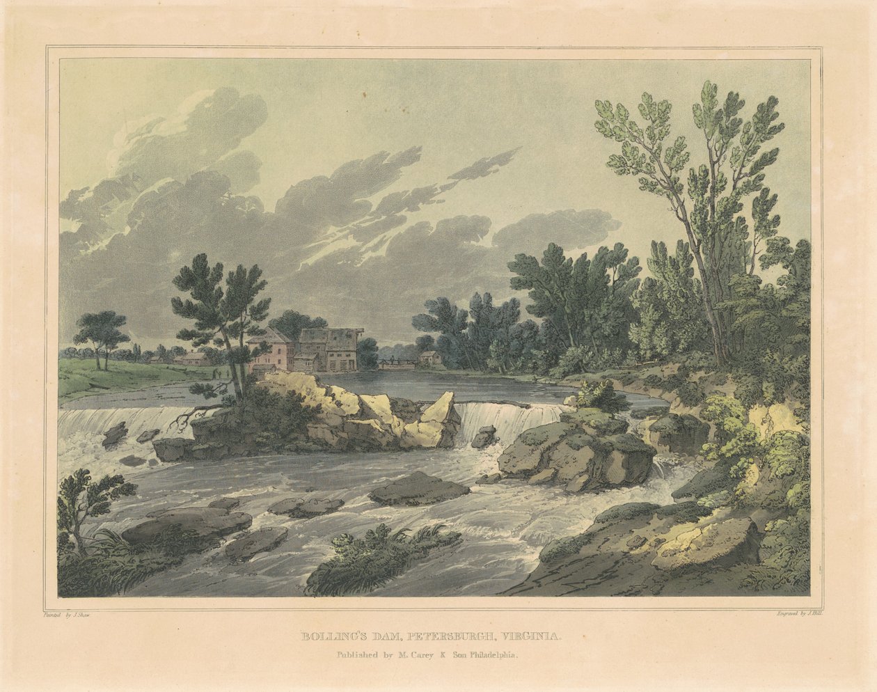 Bollingova přehrada, Petersburgh, Virginie od John Hill, after Joshua Shaw