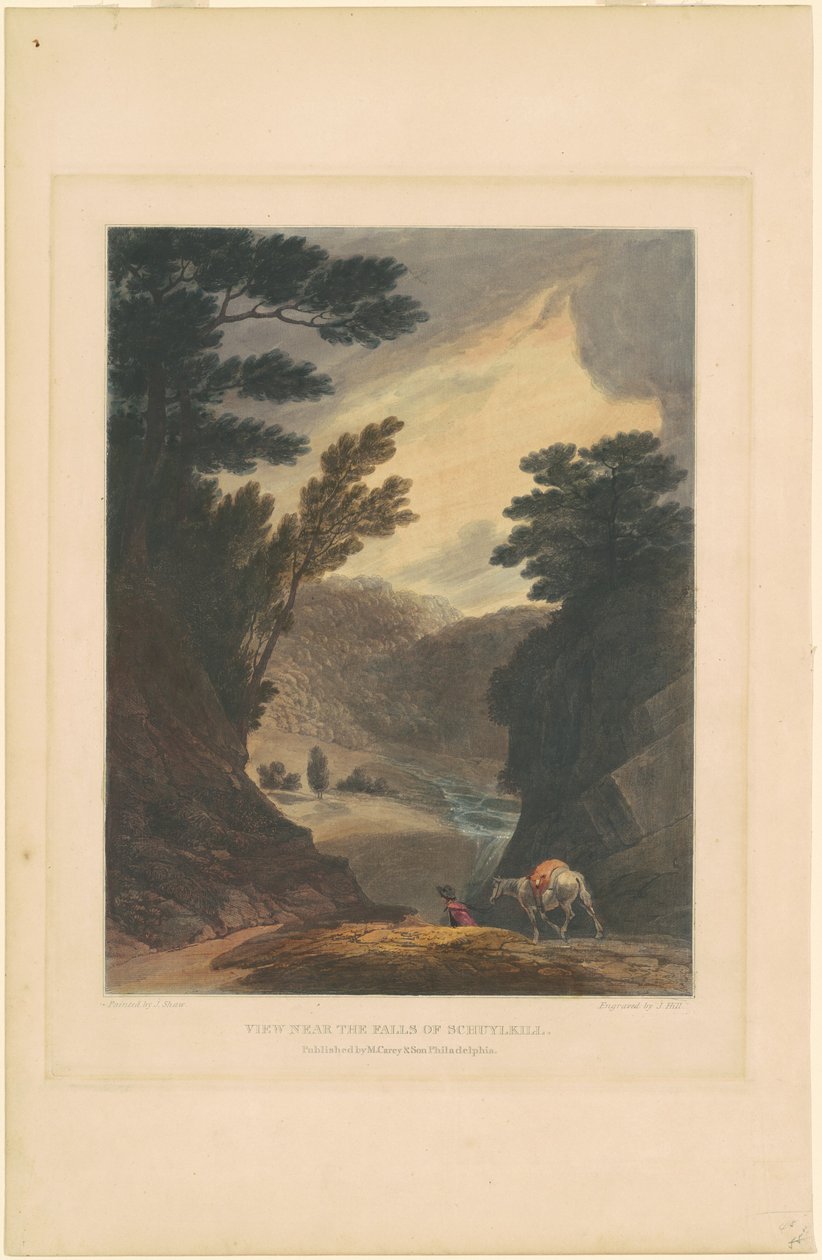 Pohled poblíž vodopádů Schuylkill od John Hill, after Joshua Shaw