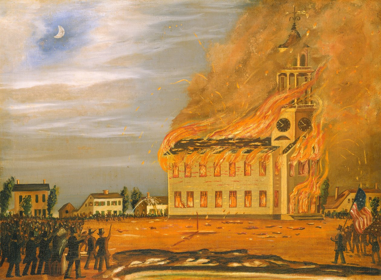 Burning of Old South Church, Bath, Maine, c. 1854. od John Hilling