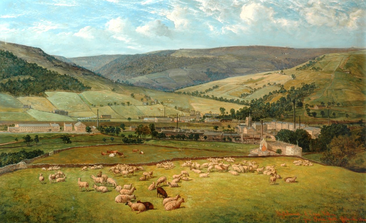 Mytholmroyd & Cragg Vale z Ewood Hall, 1869 od John Holland