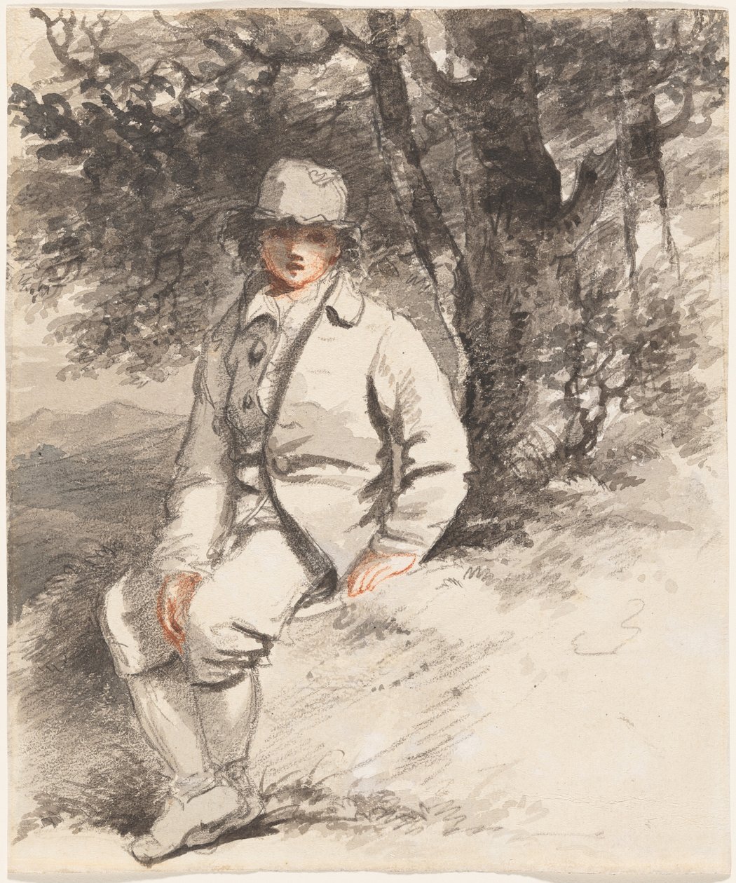 Mladý chlapec sedící pod stromem od John Hoppner