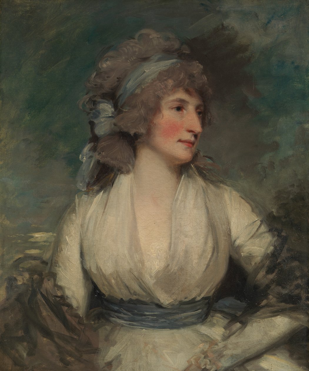 Portrét ženy, rub, nyní překryt reliningovým plátnem Studie dětské hlavy, 90. léta 18. století. od John Hoppner