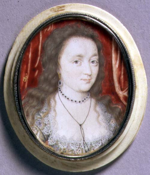 Portrétní miniatura lady Cecilie Nevilleové, asi 1615-20 (akvarel na pergamenu) od John Hoskins