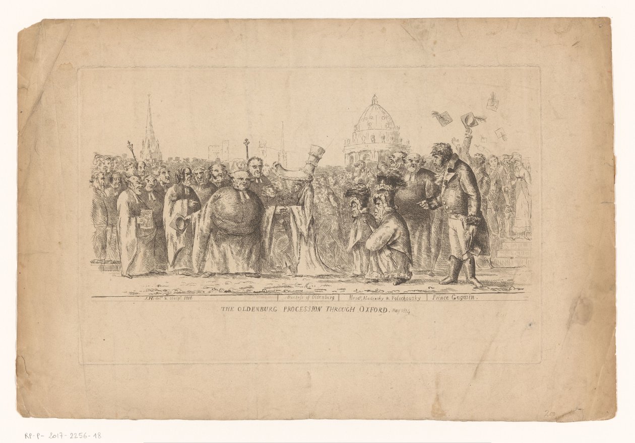 Catharina Paulowna van Rusland v Oxfordu, 1814 Oldenburský průvod Oxfordem. května 1814 (název na objektu) od John Hughes