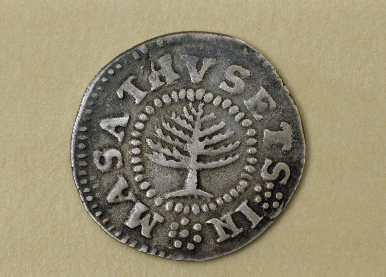 Pine Tree Shilling, 1667-1682 (stříbro) od John Hull