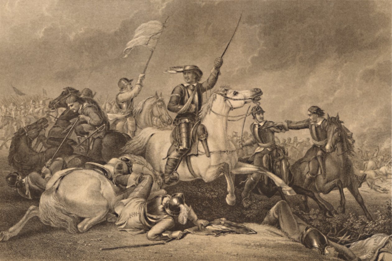 „Cromwell v bitvě u Marston Moor“, 1886 od John J Crew
