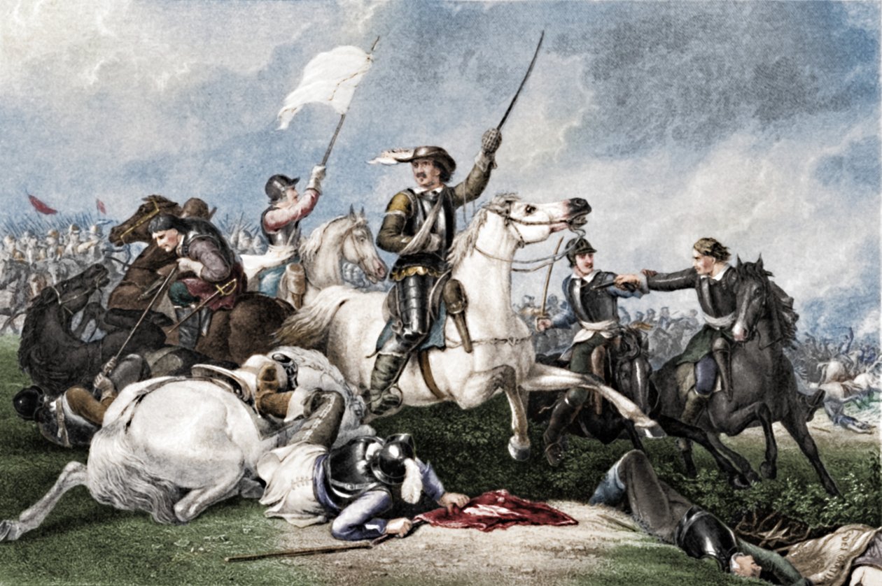 „Cromwell v bitvě u Marston Moor“, 1886 od John J Crew