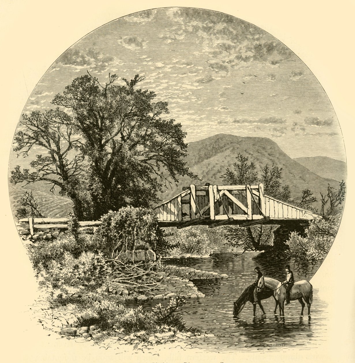 „Starý most, Blackberry River, poblíž Kanaánu“, 1874. od John J. Harley