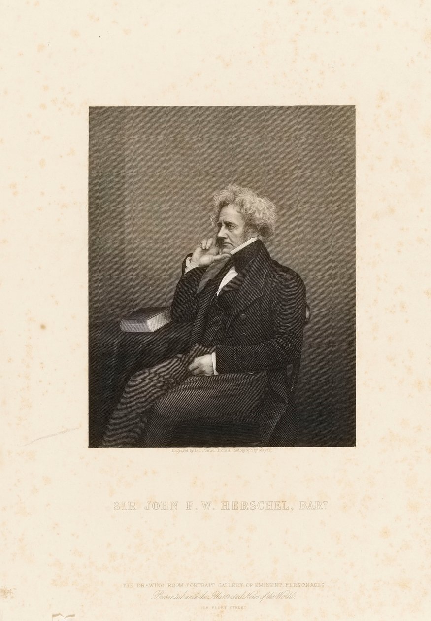 Sir John Frederick William Herschel (1792-1871), asi 1860 (stiplová rytina) od John Jabez Edwin Paisley (after) Mayall