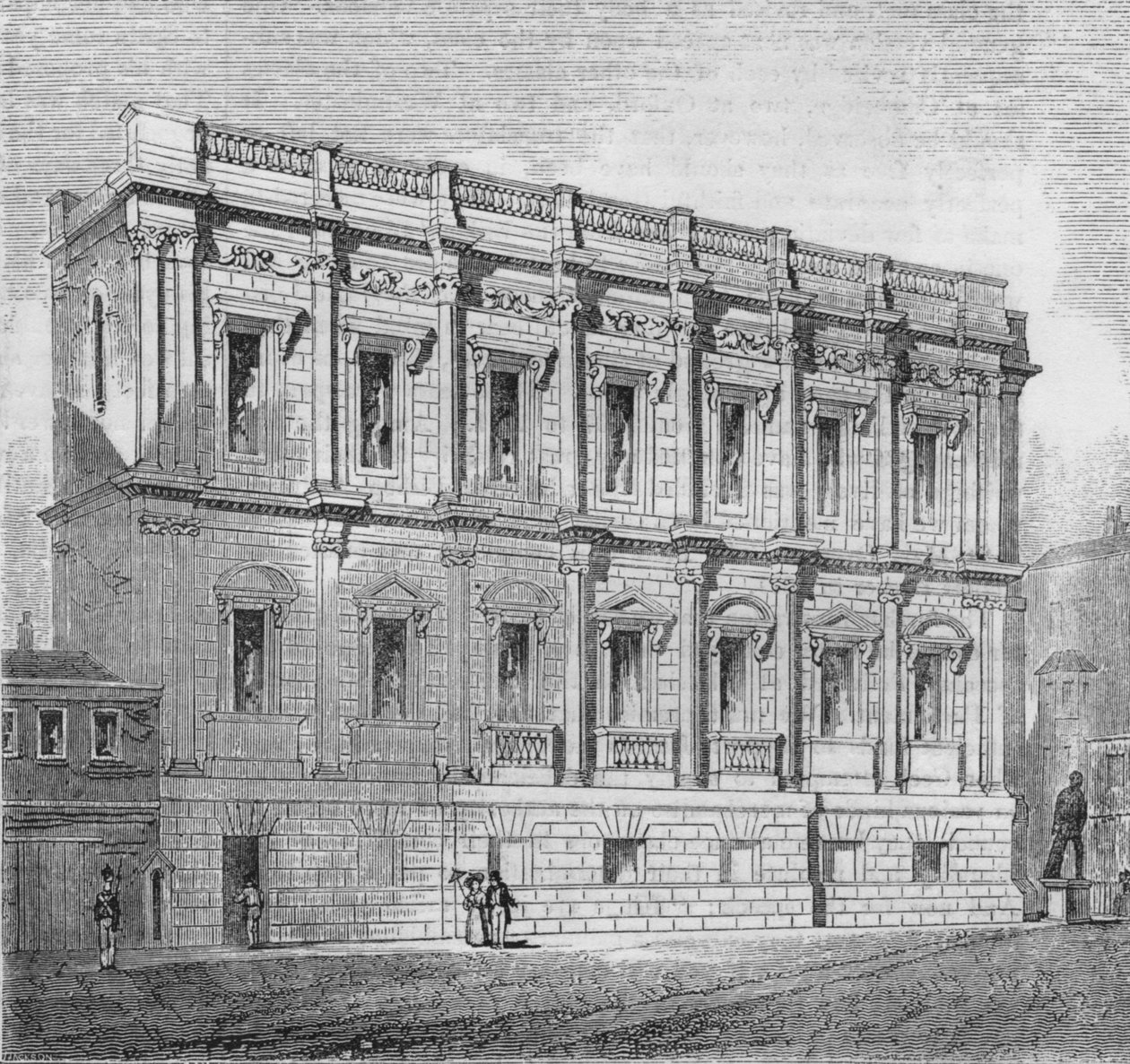 Východní fronta hodovní místnosti, Whitehall, 1835, 1845 od John Jackson