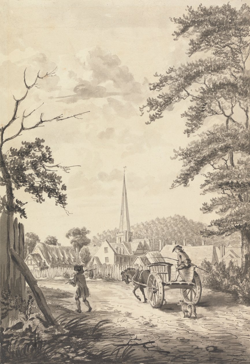 Ledbury Church and Village, Herefordshire od John James Barralet