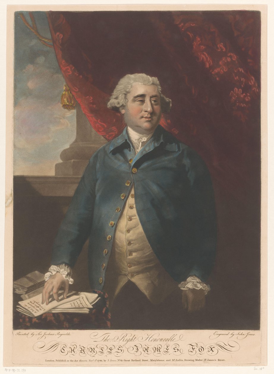 Portrét van Charles James Fox od John Jones