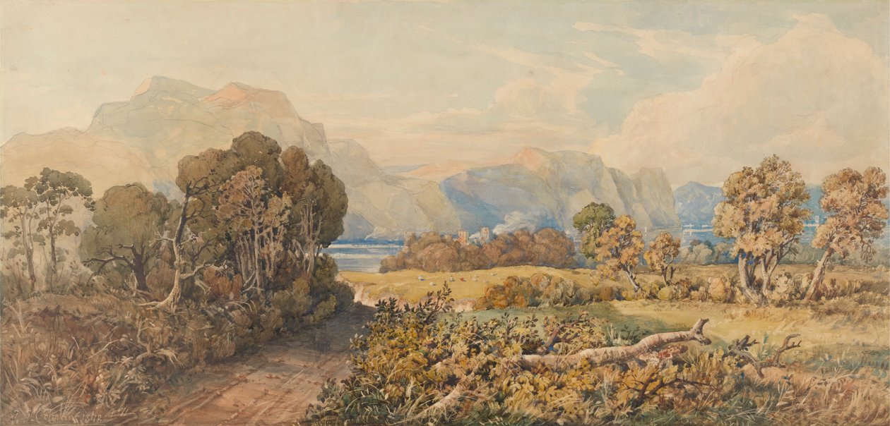 Krajina s řekou a horami od John Joseph Cotman