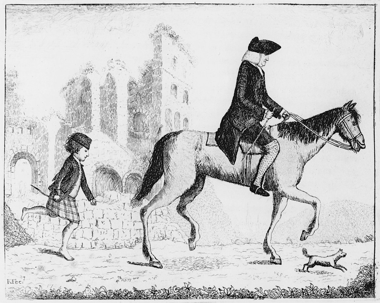 Francis Garden, Lord Gardenstone se svým psem Smash a Highland boy, 1784 od John Kay