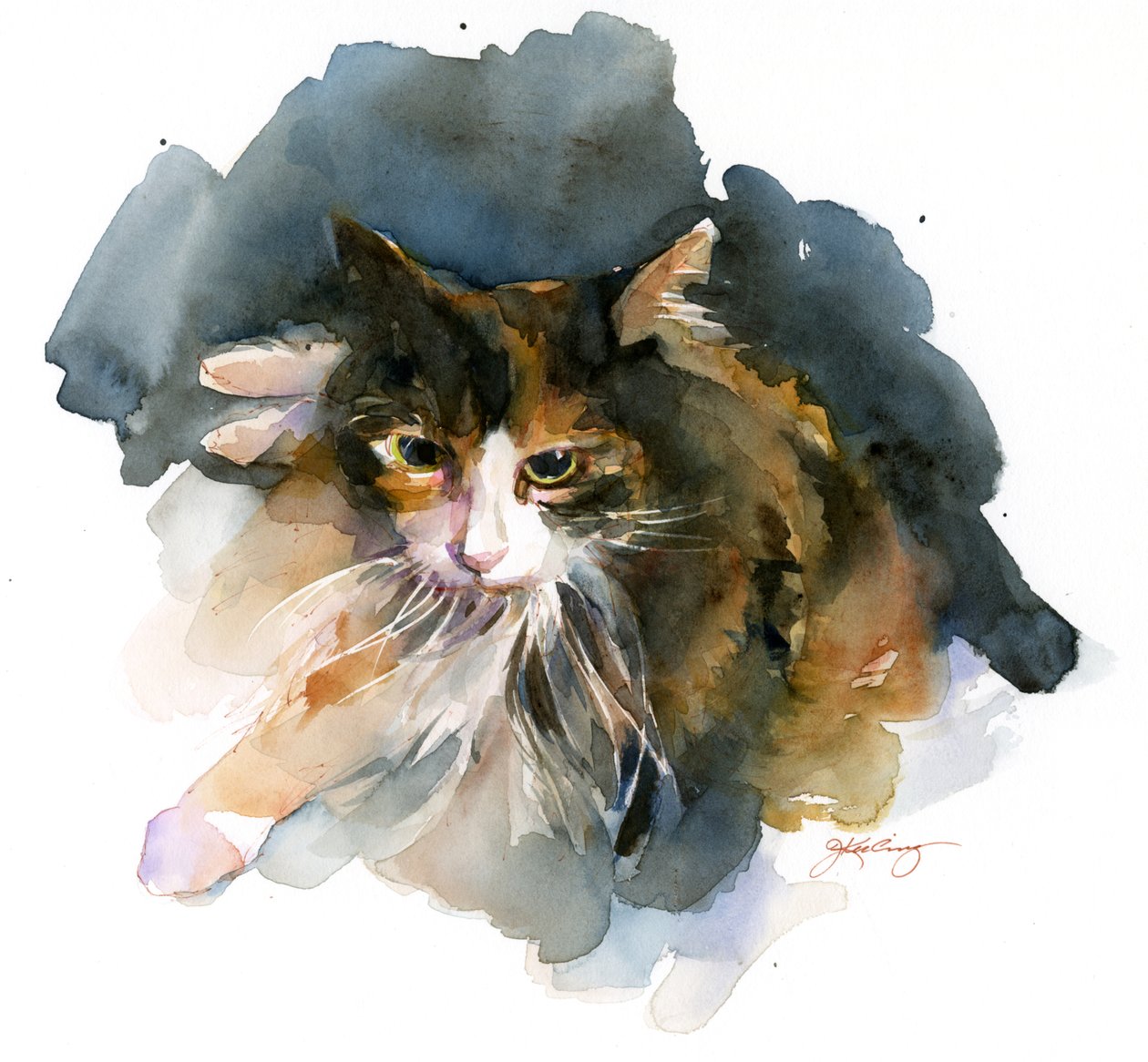 Calico Cat, 2015, (akvarel) od John Keeling