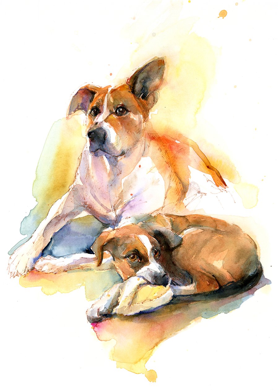 Charlie a Sally, 2016, (akvarel) od John Keeling
