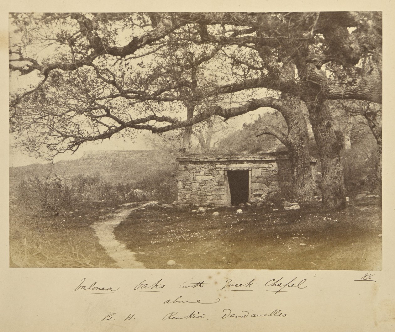 Valonea Oaks s řeckou kaplí nad ní. B.H. Renkioi, Dardanely od John Kirk