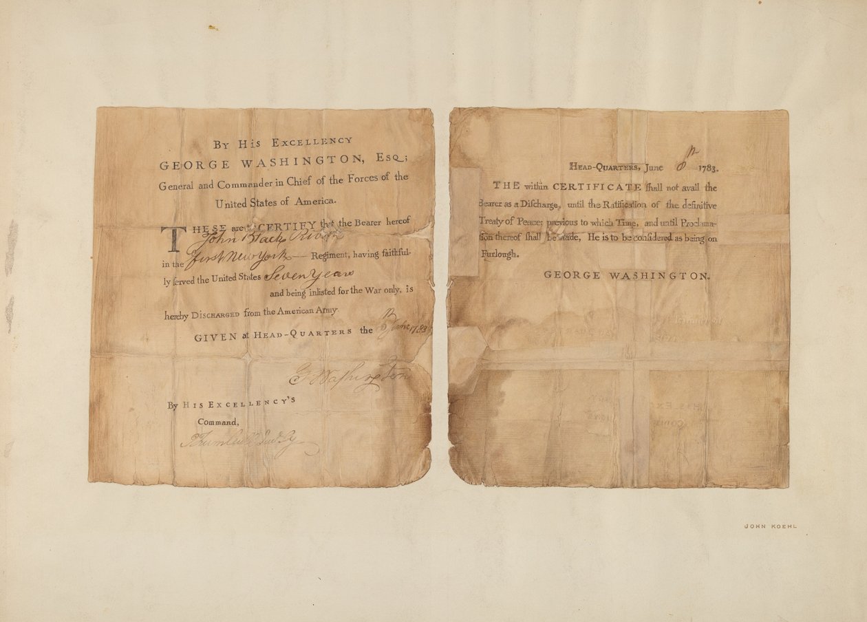 Certifikát propuštění z armády, 19351942. od John Koehl