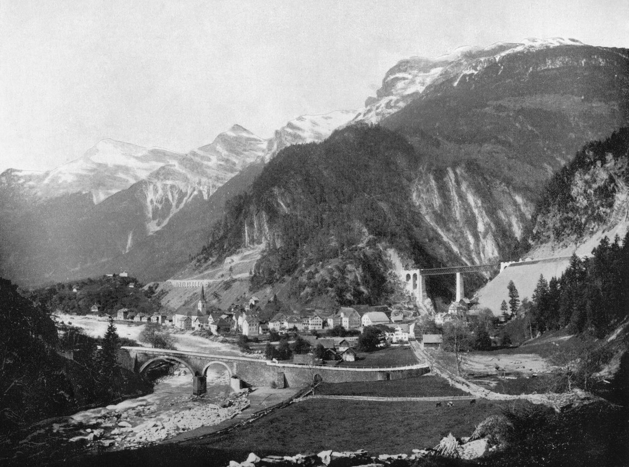 Průsmyk a most St Gotthard, Švýcarsko, 1893. od John L. Stoddard