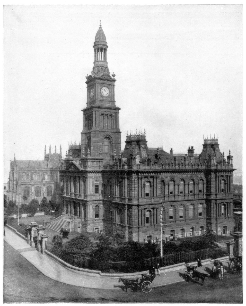 Radnice a náměstí, Sydney, Austrálie, konec 19. století. od John L. Stoddard