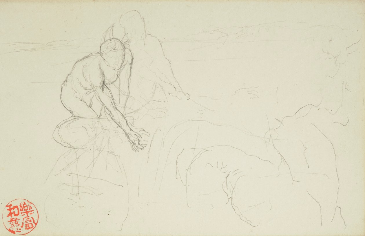 Achilles a Xanthus, z listů La Farge #849 a #860, jedna ze 42 kreseb od John La Farge