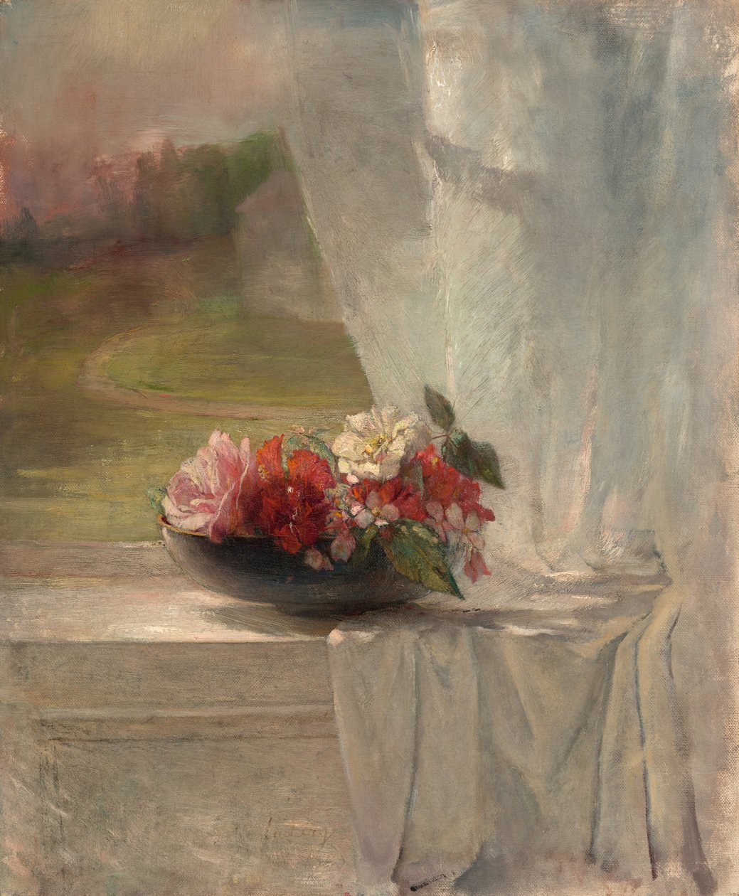 Květiny na okenní římse od John La Farge