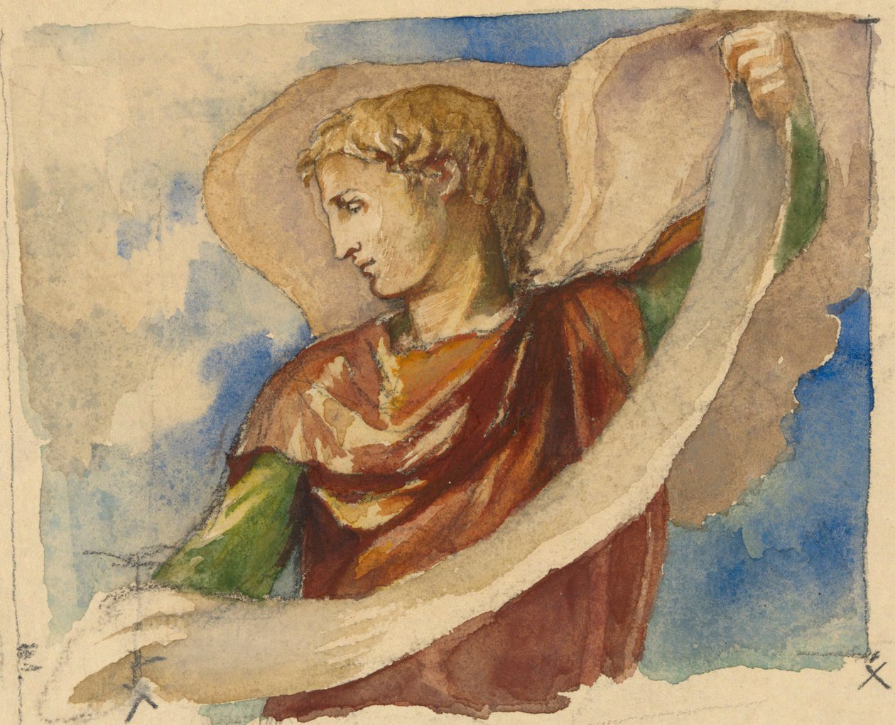 Studie pro Angel v Decoration of Tower, Trinity Church, Boston od John La Farge