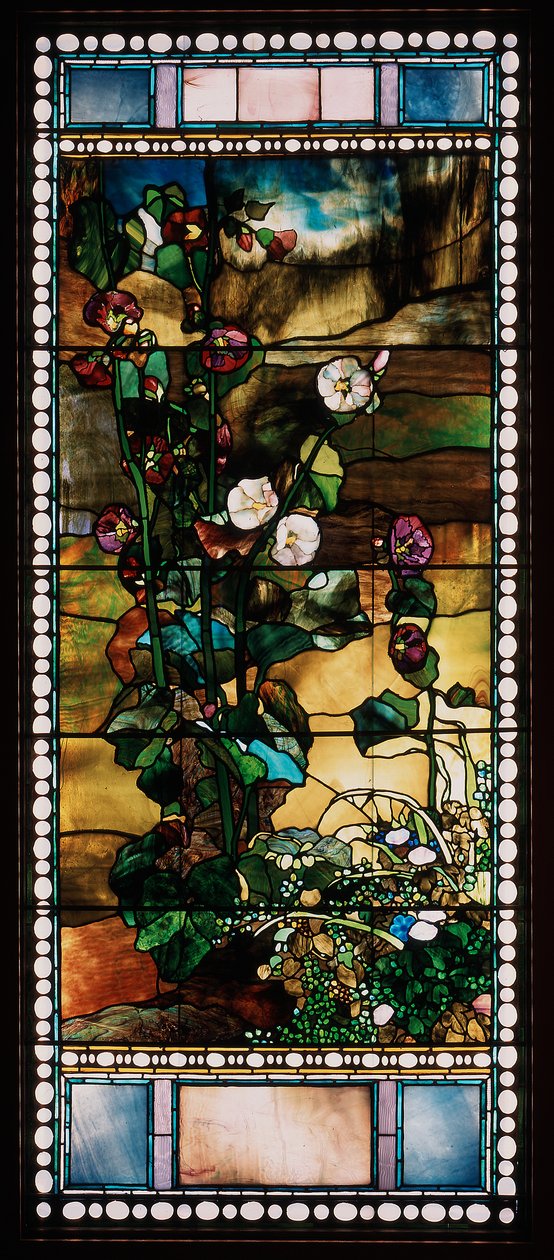 Hollyhocks od John La Farge or Lafarge