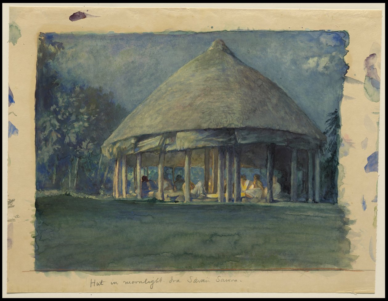 Hut in Moonlight, Iva, Savaii, říjen 1890, 1890 od John La Farge or Lafarge