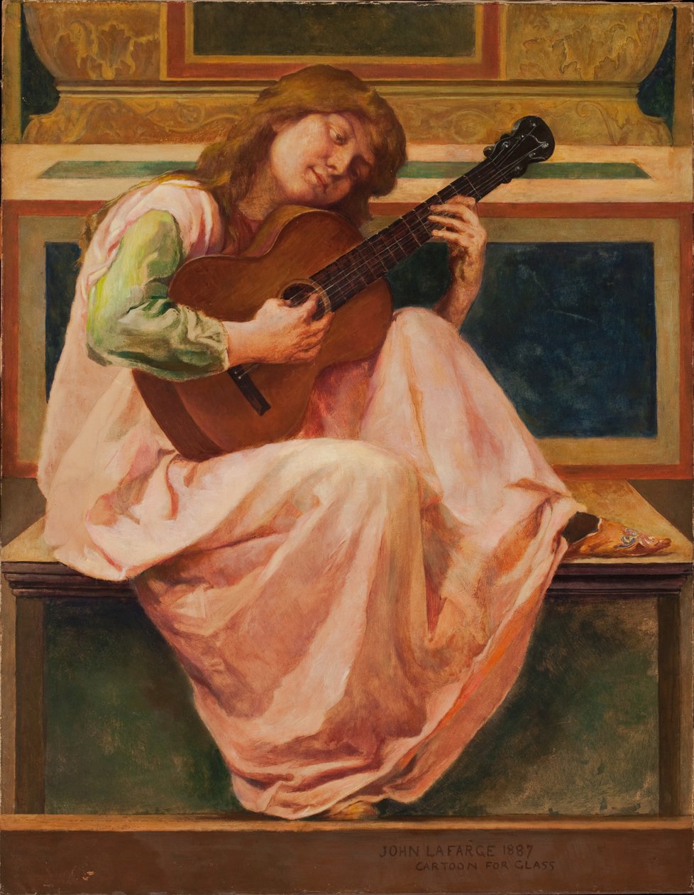 Suonatore, 1887 (vosk na papírovém papíru) od John La Farge or Lafarge