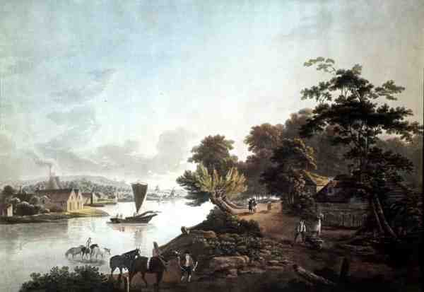 Millbank na řece Temži, vyryl F. Jukes od John Laporte