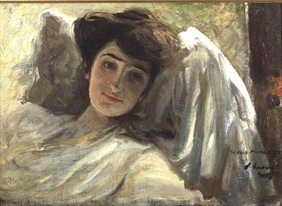 Dlouhá dáma v klidu (olej na palubě) od John Lavery