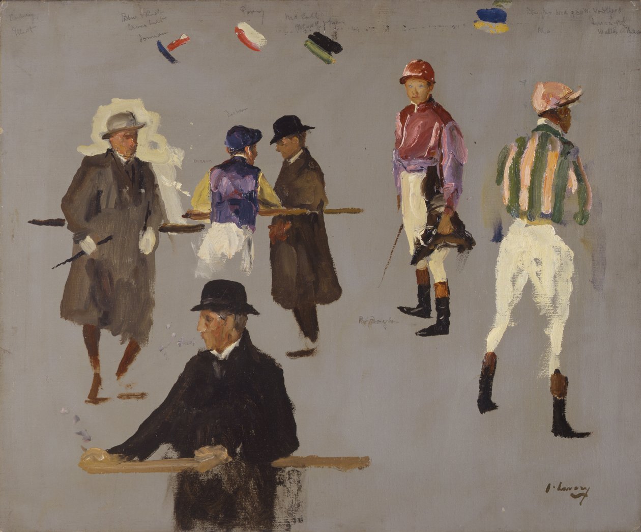 Jockeys and Owners ve společnosti Epsom od John Lavery